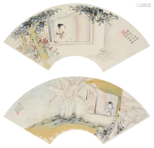 郑煦（1858～抗战前） 仕女 立轴 设色绢本