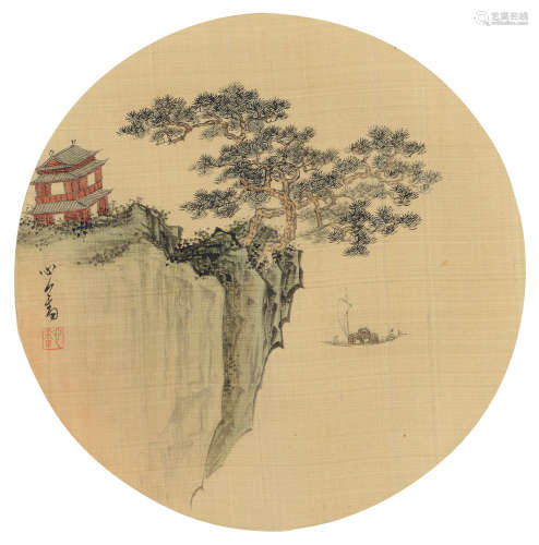 溥儒（1896～1963） 仙山楼观 镜片 设色绢本