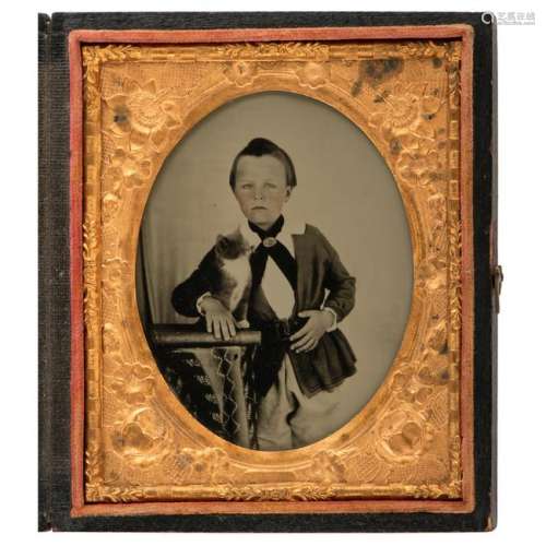 Exceptionally Clear Sixth Plate Ambrotype of a Boy with