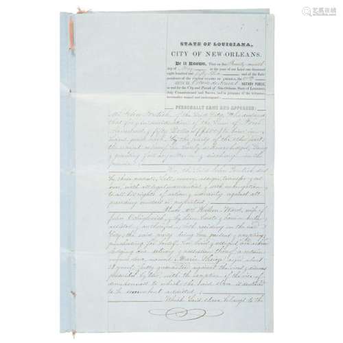 1856 Louisiana Slave Bill of Sale for Marie Therize, a