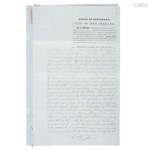 1856 Louisiana Slave Bill of Sale for Marie Therize, a