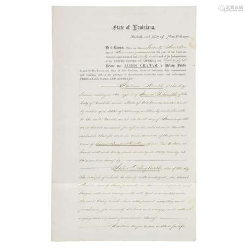 1861 Louisiana Slave Bill of Sale for a Man with a