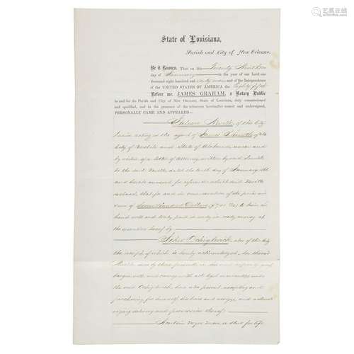 1861 Louisiana Slave Bill of Sale for a Man with a