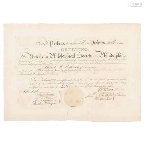 Thomas Jefferson, Signed American Philosophical Society