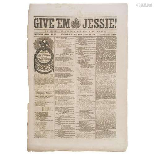 Give 'Em Jessie!, Rare 1856 Presidential Campaign