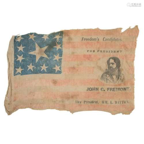 Rare John C. Fremont, Freedom's Candidate Campaign Flag