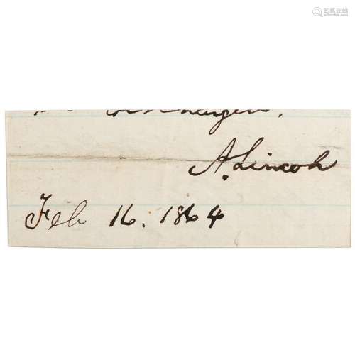 Abraham Lincoln Clipped Signature, Plus