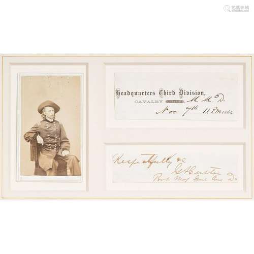 George A. Custer Civil War-Era Signature with Rank,