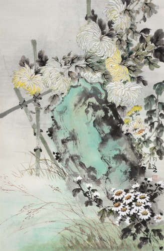 黄幻吾（1906～1985） 菊石图 立轴 设色纸本