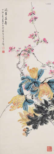 黄君璧（1898～1991） 延年益寿 镜片 设色纸本