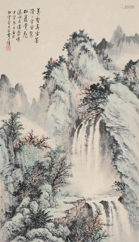黄君璧（1898～1991） 万壑飞濗 立轴 设色纸本