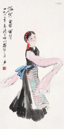 叶浅予（1907～1995） 谐舞 立轴 设色纸本
