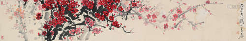 关山月（1912～2000） 梅花报春 镜片 设色纸本