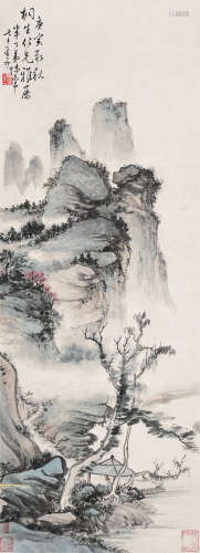 陈半丁（1876～1970） 风亭秋影 镜片 设色纸本