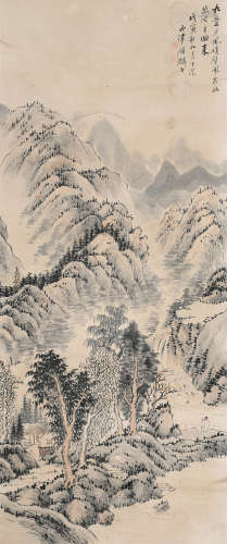 顾麟士（1865～1930） 峭壁泉声 立轴 设色纸本