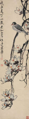 齐白石（1864～1957） 花鸟 立轴 设色纸本