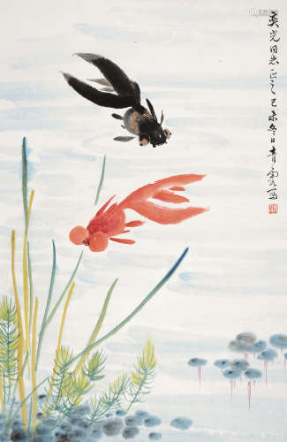 吴青霞（1910～2008） 金鱼 立轴 设色纸本