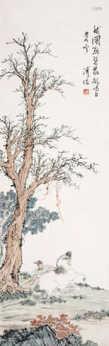 溥儒（1896～1963） 伯乐相马 立轴 设色纸本