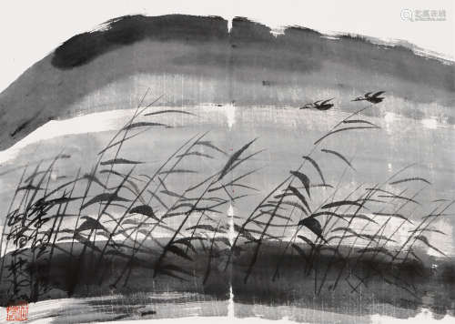 林风眠（1900～1991） 芦雁 镜片 水墨纸本