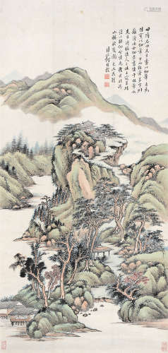 何维朴（1844～1925） 山楼秋爽 立轴 设色纸本