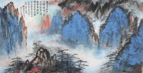 刘海粟（1896～1994） 黄山松璧 镜片 设色纸本