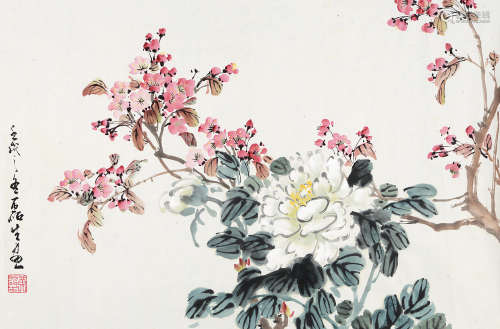 黄磊生（1928～2018） 双清 镜片 设色纸本