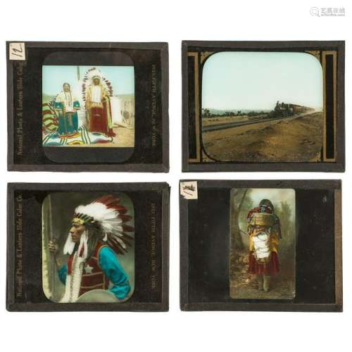 Collection of Glass Slides Featuring Western and