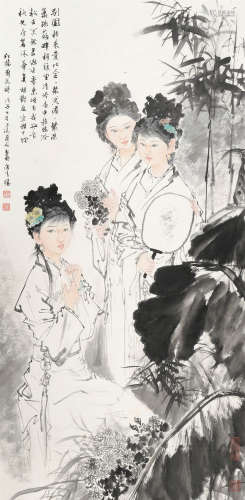 王茂飞（b.1969） 红楼仕女 立轴 设色纸本