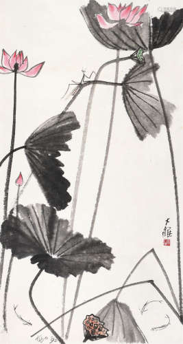 郭大维（1919～2003） 荷塘所见 镜片 设色纸本