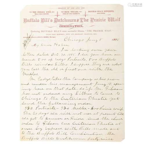 Buffalo Bill's Wild West, Rare Letter from 