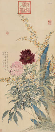 光绪（1871～1908） 富贵图 镜片 设色绢本