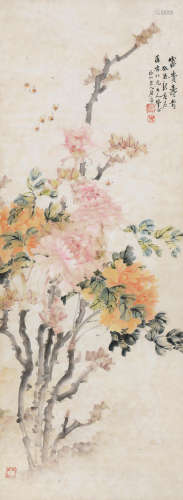 居廉（1828～1904） 富贵寿考 立轴 设色纸本