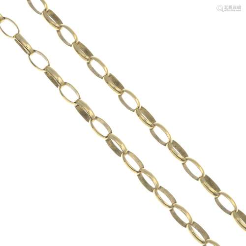 (23047) A 9ct gold belcher-link chain.Hallmarks for London.Length 51cms.