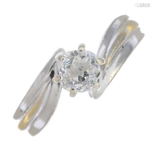 (23611) An old-cut diamond single-stone ring.Estimated total diamond weight 0.70ct,