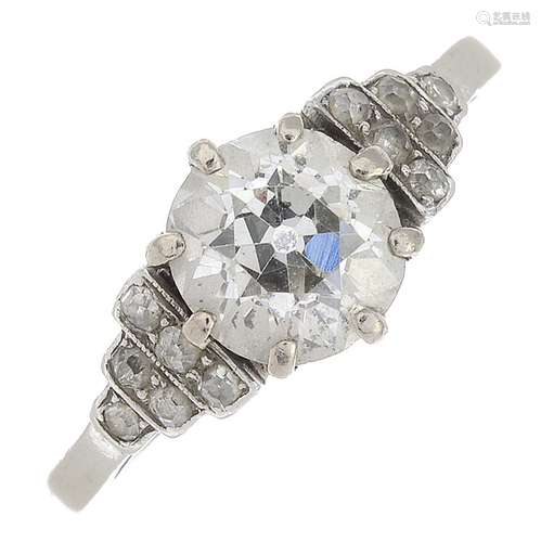 (23617) An old-cut diamond single-stone ring.Estimated total diamond weight 1.50cts.