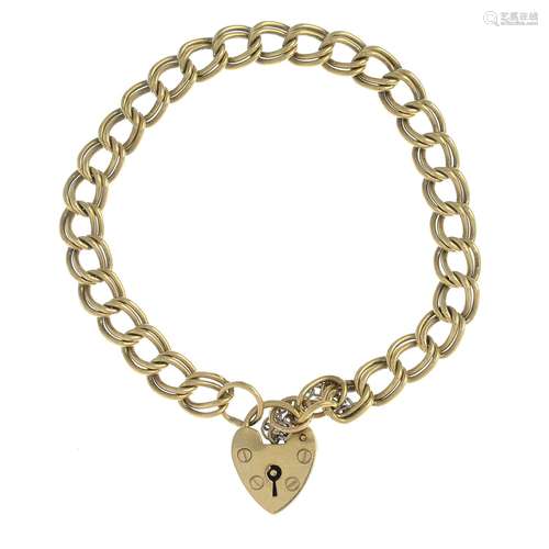 (23658) A 9ct gold double curb-link bracelet.Hallmarks for London, 1989.Length 18cms.