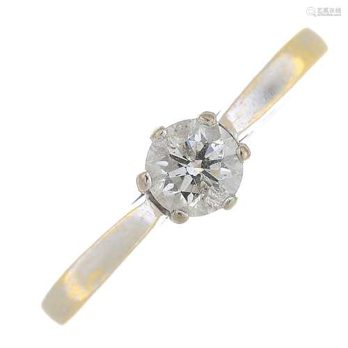 (23683) An 18ct gold single-stone diamond ring.Estimated diamond weight 0.33ct,