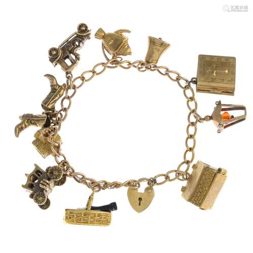 (23705) A 9ct gold charm bracelet,