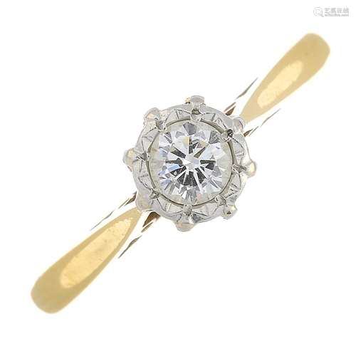 (23820) A diamond single-stone ring.Estimated diamond weight 0.25ct,