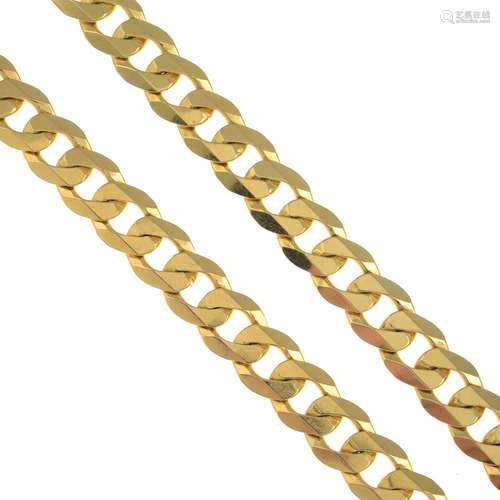 (23764) A curb-link chain.Stamped 375.Length 50cms.