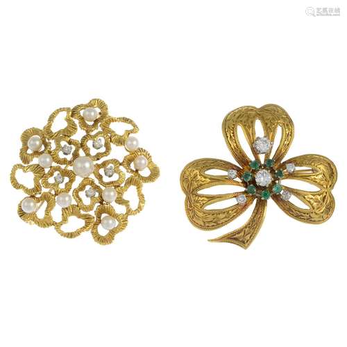 (23886) Two gem-set brooches,