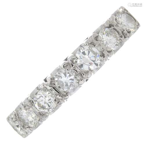 A diamond half eternity ring.Estimated total diamond weight 1.10cts,