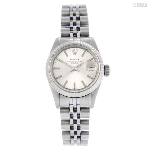 (23856) ROLEX - a lady's Oyster Perpetual Date bracelet watch.