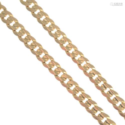 A 9ct gold curb-link chain.Length 44cms.