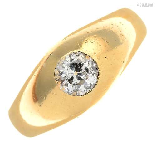 An early 20th century 18ct gold diamond single-stone ring.Estimated diamond weight 0.50ct,
