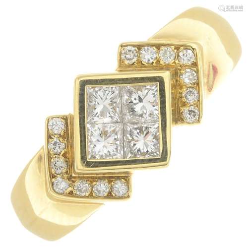An 18ct gold diamond ring.Estimated total diamond weight 0.60ct, G-H colour, VS clarity.
