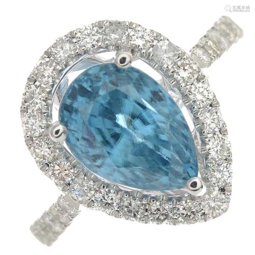 A zircon and diamond cluster ring.Zircon calculated weight 4.09cts,