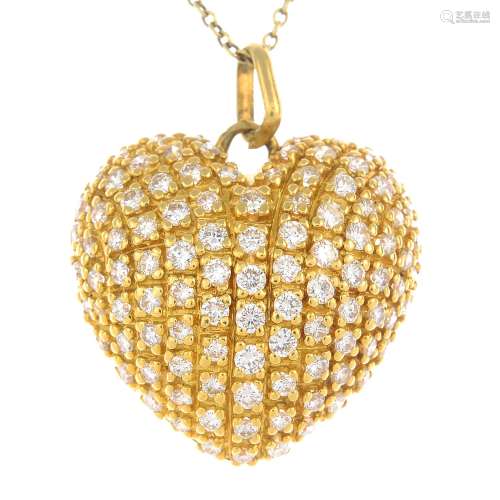 A pave-set diamond heart pendant,