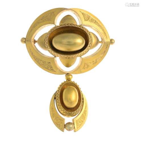 An early Victorian gold brooch.Patent mark for 1845.Length 7.1cms.