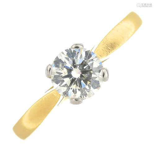 An 18ct gold single-stone diamond ring.